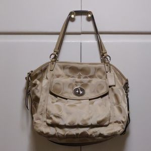 Coach light brn/goldish shoulder bag w/srtap